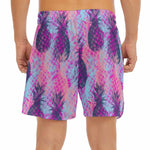 Neon Trippy Pineapple Pattern Print Men's Split Running Shorts