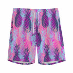 Neon Trippy Pineapple Pattern Print Men's Sports Shorts