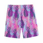 Neon Trippy Pineapple Pattern Print Men's Sports Shorts