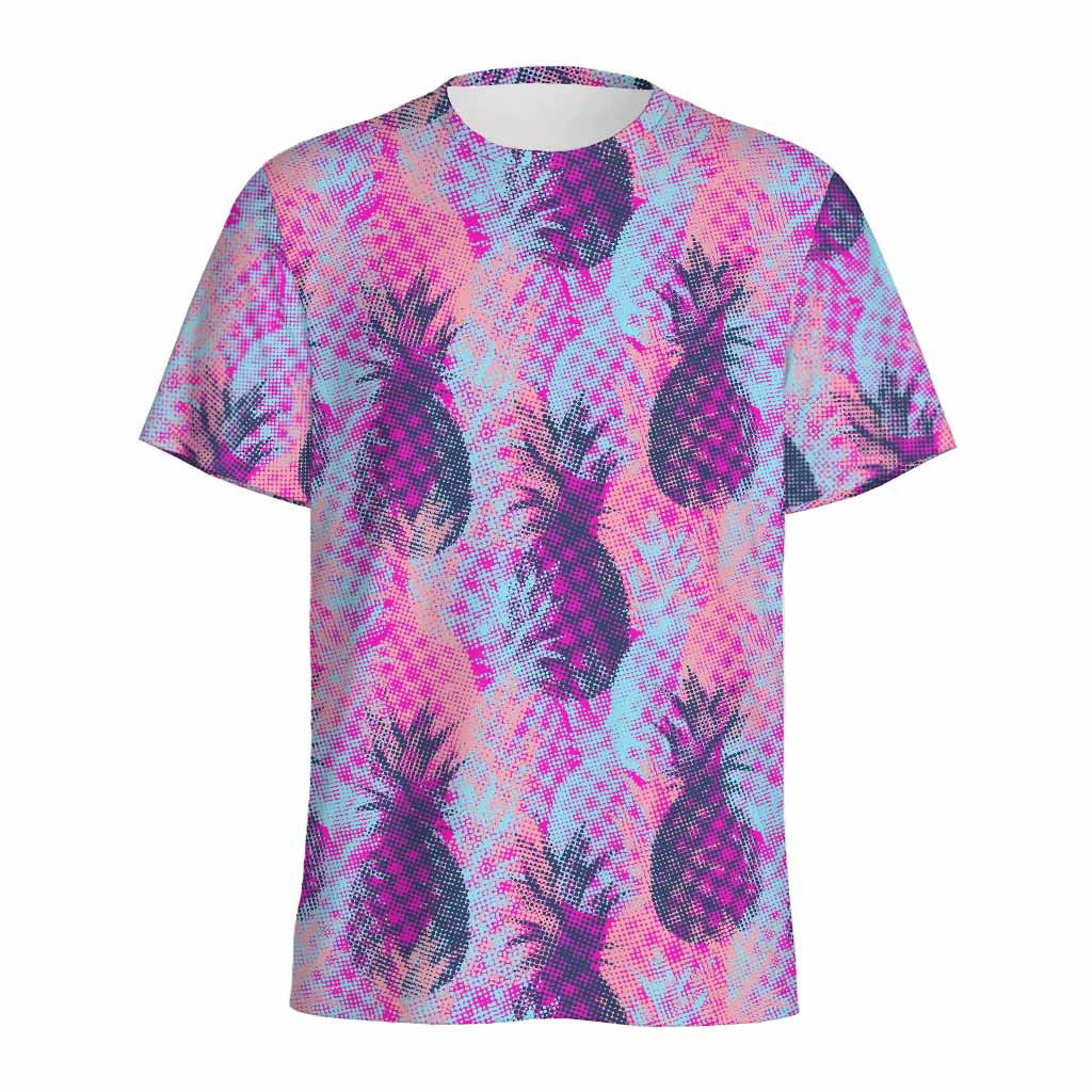 Neon Trippy Pineapple Pattern Print Men's Sports T-Shirt