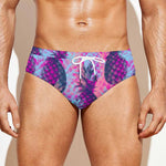 Neon Trippy Pineapple Pattern Print Men's Swim Briefs