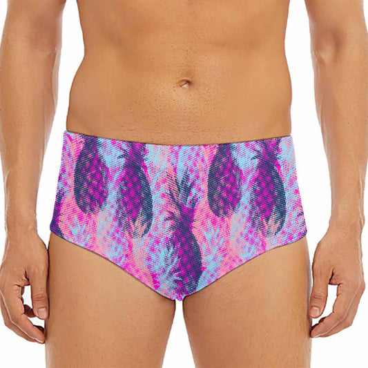 Neon Trippy Pineapple Pattern Print Men's Triangle Swim Briefs