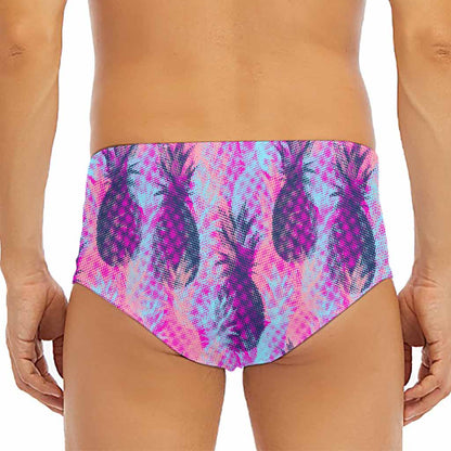 Neon Trippy Pineapple Pattern Print Men's Triangle Swim Briefs