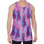 Neon Trippy Pineapple Pattern Print Men's Velvet Tank Top