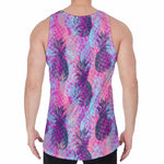Neon Trippy Pineapple Pattern Print Men's Velvet Tank Top