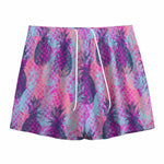 Neon Trippy Pineapple Pattern Print Mesh Shorts