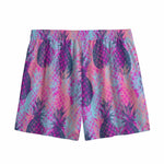 Neon Trippy Pineapple Pattern Print Mesh Shorts