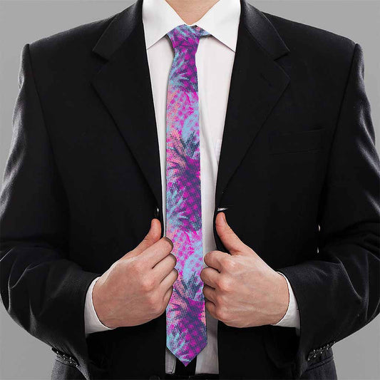 Neon Trippy Pineapple Pattern Print Necktie