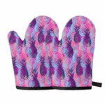 Neon Trippy Pineapple Pattern Print Oven Mitts