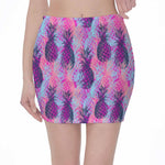 Neon Trippy Pineapple Pattern Print Pencil Mini Skirt