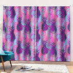 Neon Trippy Pineapple Pattern Print Pencil Pleat Curtains