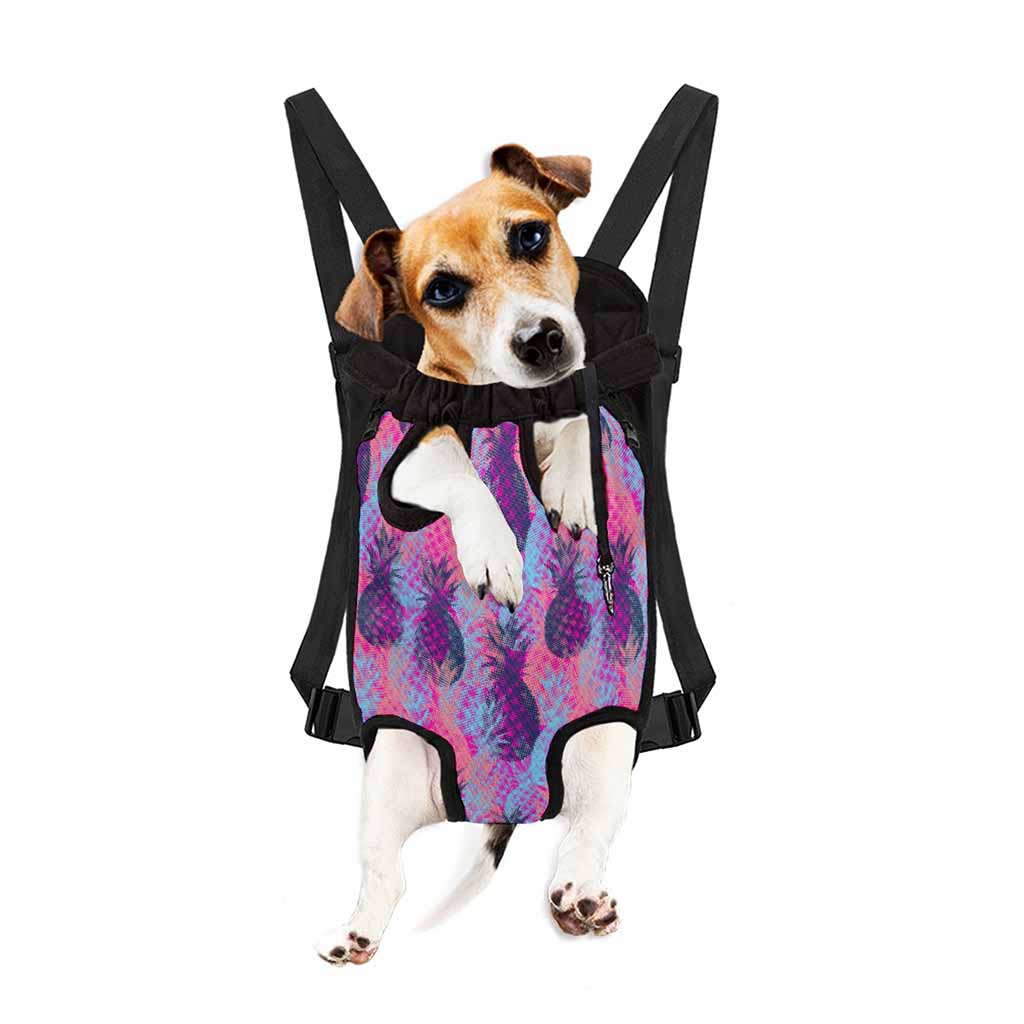 Neon Trippy Pineapple Pattern Print Pet Carrier Backpack