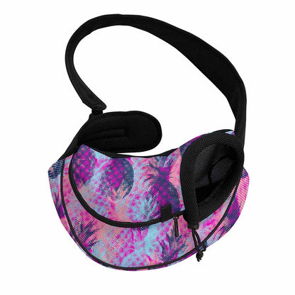 Neon Trippy Pineapple Pattern Print Pet Sling Carrier
