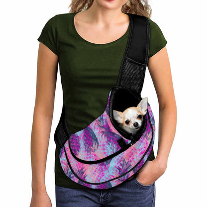 Neon Trippy Pineapple Pattern Print Pet Sling Carrier