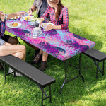 Neon Trippy Pineapple Pattern Print Picnic Table Cover