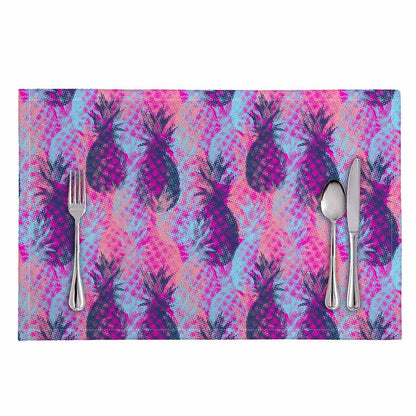 Neon Trippy Pineapple Pattern Print Placemat