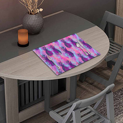 Neon Trippy Pineapple Pattern Print Placemat