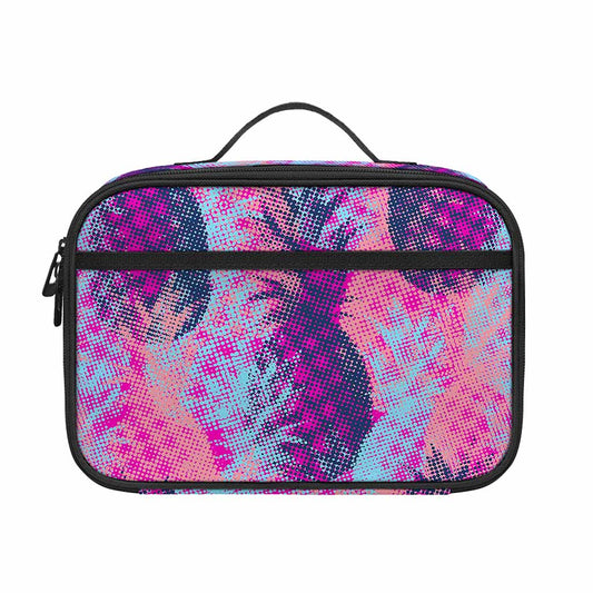 Neon Trippy Pineapple Pattern Print Portable Lunch Bag