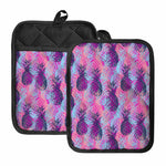 Neon Trippy Pineapple Pattern Print Pot Holders With Pocket