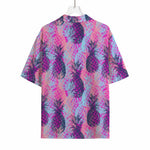 Neon Trippy Pineapple Pattern Print Rayon Hawaiian Shirt