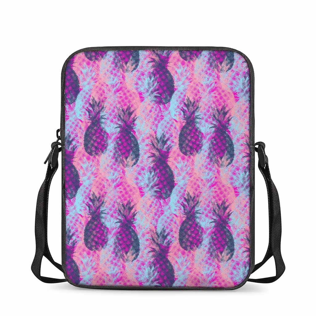 Neon Trippy Pineapple Pattern Print Rectangular Crossbody Bag
