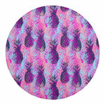 Neon Trippy Pineapple Pattern Print Round Blanket