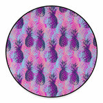 Neon Trippy Pineapple Pattern Print Round Floor Mat