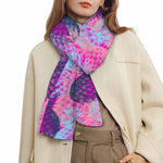 Neon Trippy Pineapple Pattern Print Scarf