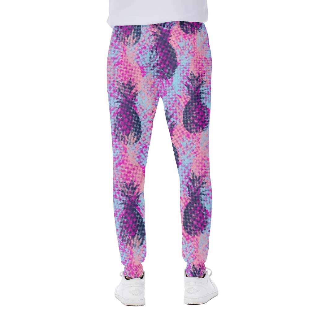 Neon Trippy Pineapple Pattern Print Scuba Joggers