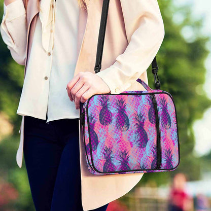 Neon Trippy Pineapple Pattern Print Shoulder Strap Bible Bag