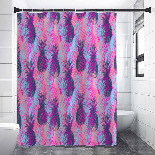 Neon Trippy Pineapple Pattern Print Shower Curtain