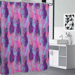 Neon Trippy Pineapple Pattern Print Shower Curtain