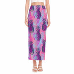 Neon Trippy Pineapple Pattern Print Side Slit Maxi Skirt