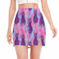 Neon Trippy Pineapple Pattern Print Side Slit Mini Skirt