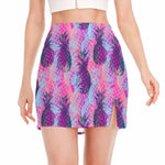 Neon Trippy Pineapple Pattern Print Side Slit Mini Skirt