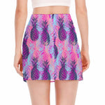 Neon Trippy Pineapple Pattern Print Side Slit Mini Skirt