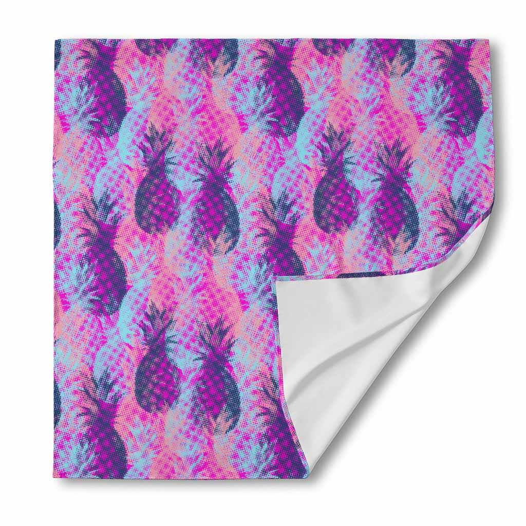 Neon Trippy Pineapple Pattern Print Silk Bandana