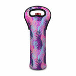 Neon Trippy Pineapple Pattern Print Single Neoprene Wine Tote