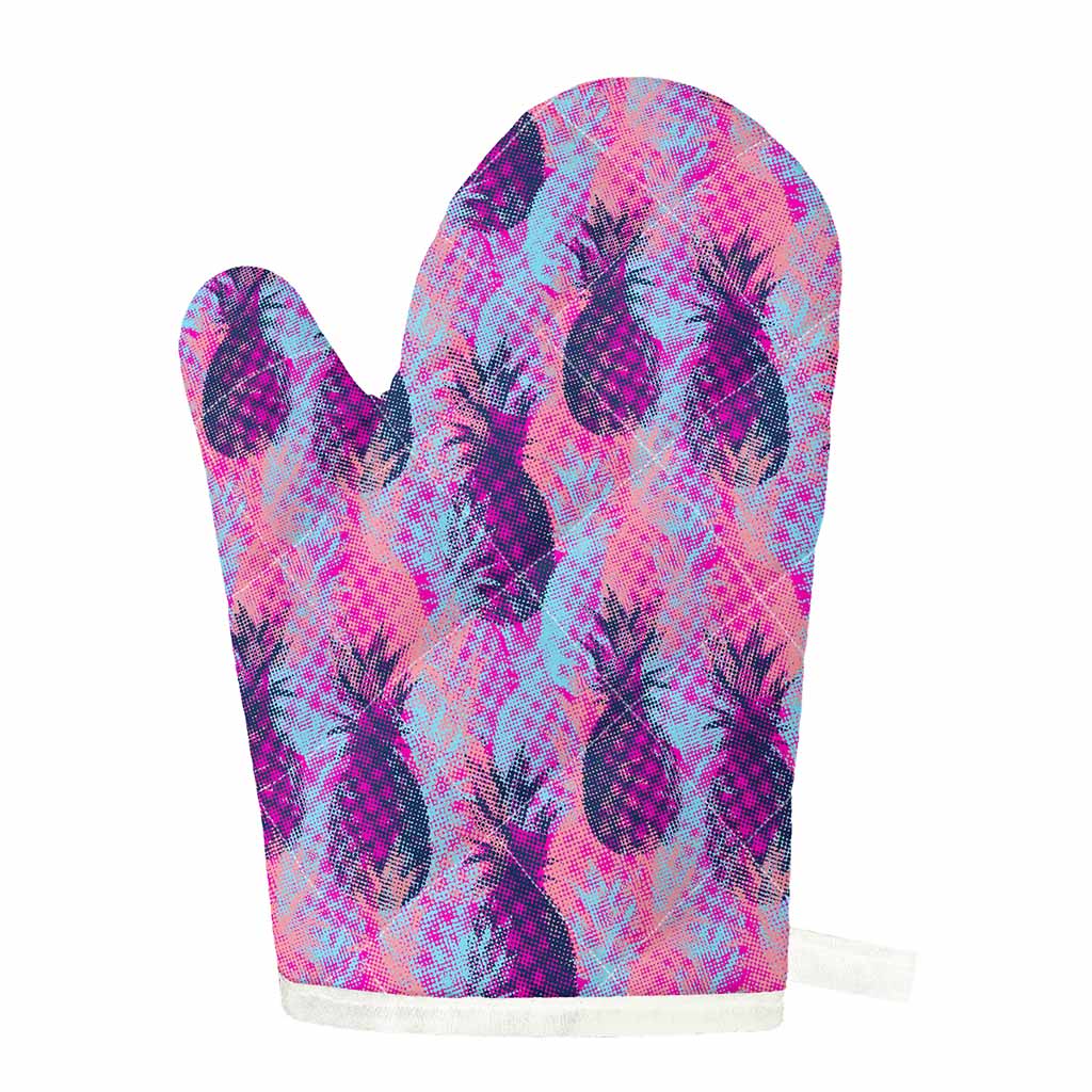 Neon Trippy Pineapple Pattern Print Single Oven Mitt