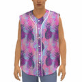 Neon Trippy Pineapple Pattern Print Sleeveless Baseball Jersey