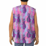 Neon Trippy Pineapple Pattern Print Sleeveless Baseball Jersey