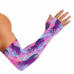Neon Trippy Pineapple Pattern Print Sun Protection Arm Sleeves