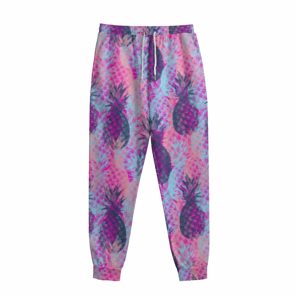 Neon Trippy Pineapple Pattern Print Sweatpants