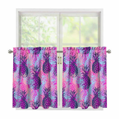 Neon Trippy Pineapple Pattern Print Tier Curtains