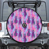 Neon Trippy Pineapple Pattern Print Tire Cover With Camera Hole