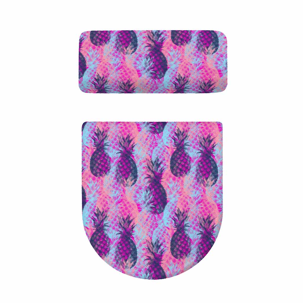 Neon Trippy Pineapple Pattern Print Toilet Lid And Tank Cover Set