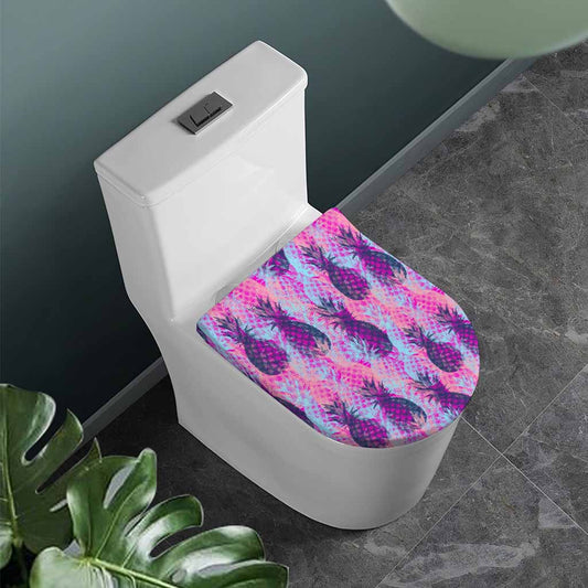 Neon Trippy Pineapple Pattern Print Toilet Lid Cover
