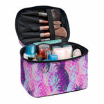 Neon Trippy Pineapple Pattern Print Travel Makeup Bag