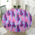 Neon Trippy Pineapple Pattern Print Waterproof Round Tablecloth