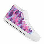Neon Trippy Pineapple Pattern Print White High Top Sneakers